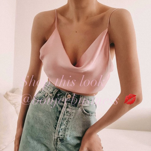 ZARA Satin Effect Pink Crop Top - Picture 5 of 14